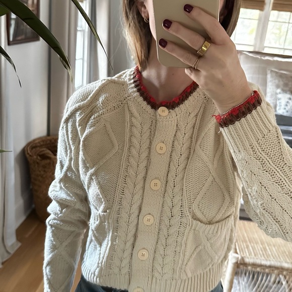 Trovata Cream Cable Knit Cardigan - Picture 5 of 8